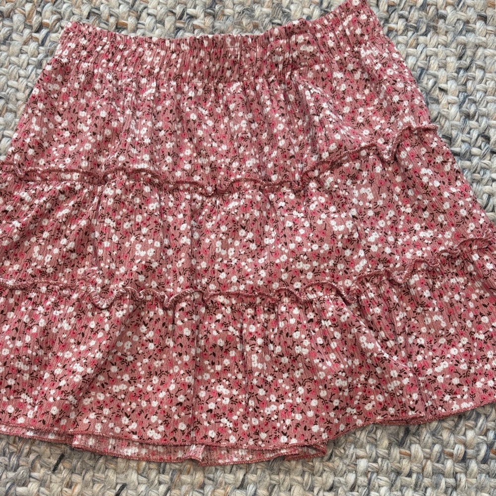 Zara Charming Pink Floral Tiered Skort